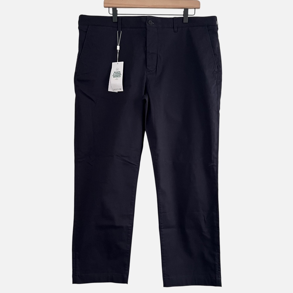 Lacoste Slim Fit Cotton Twill Chino Pants 40x29 Navy NWT Altered Hem